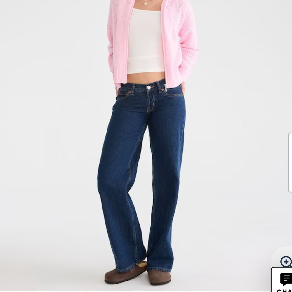 NWT Aeropostale Super Low Rise Baggy Wide Leg Dark‎ Blue Flare Jeans